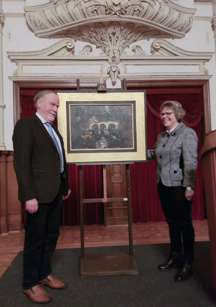 Doris und Gerd Presler uebergeben das Radziwill Gemaelde mit der-Werknummer 1 an das Landesmuseum Oldenburg